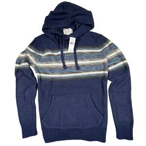 American Eagle Sweater Knit Hoodie Striped Pullover with Pocket Womens XS AE NWT